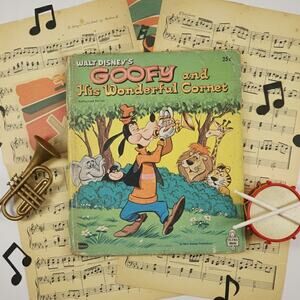 Vintage 1964 Walt Disney’s Goofy and His Wonderful Cornet – Hardcover Kids Book